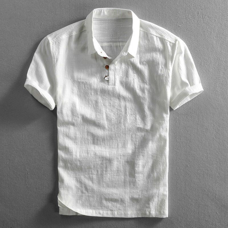 Graham | Washed Navy Linen Polo