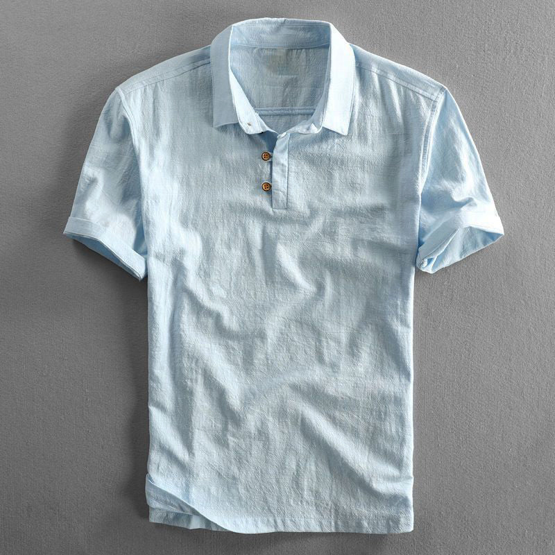 Graham | Washed Navy Linen Polo