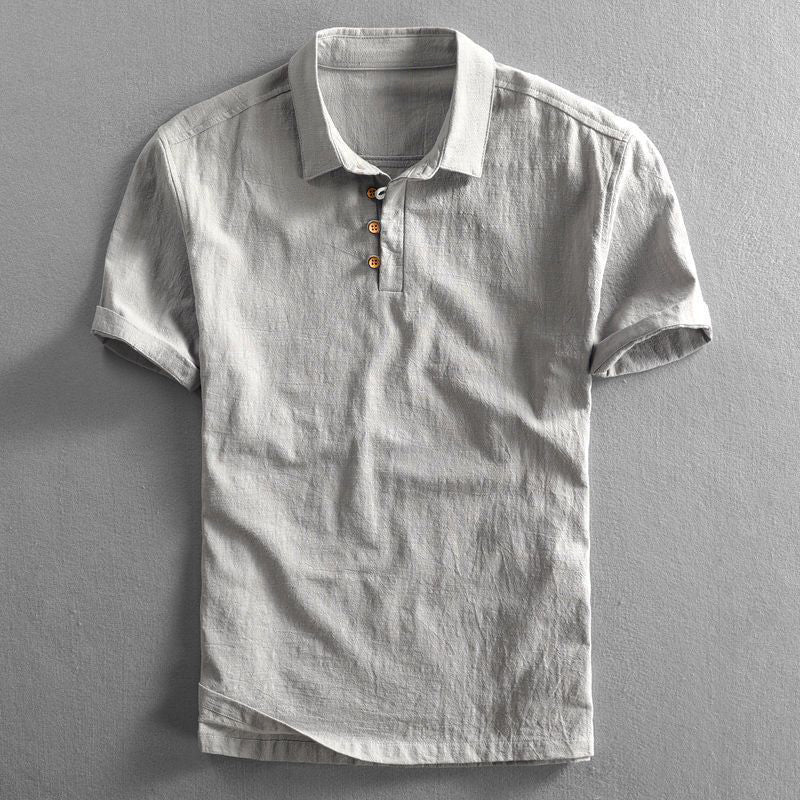 Graham | Washed Navy Linen Polo