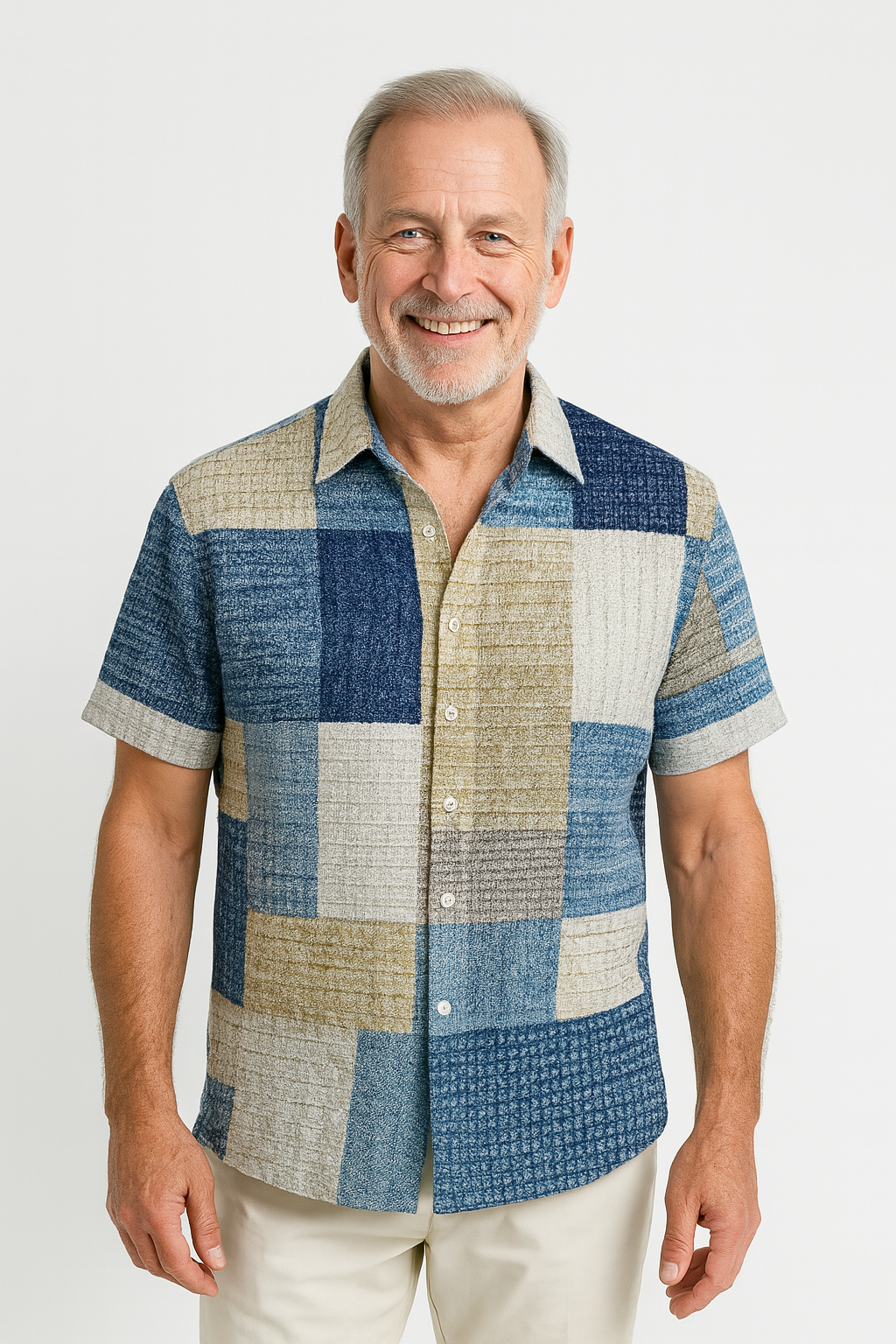 Steve | Coastal Patchwork Linen Shirt