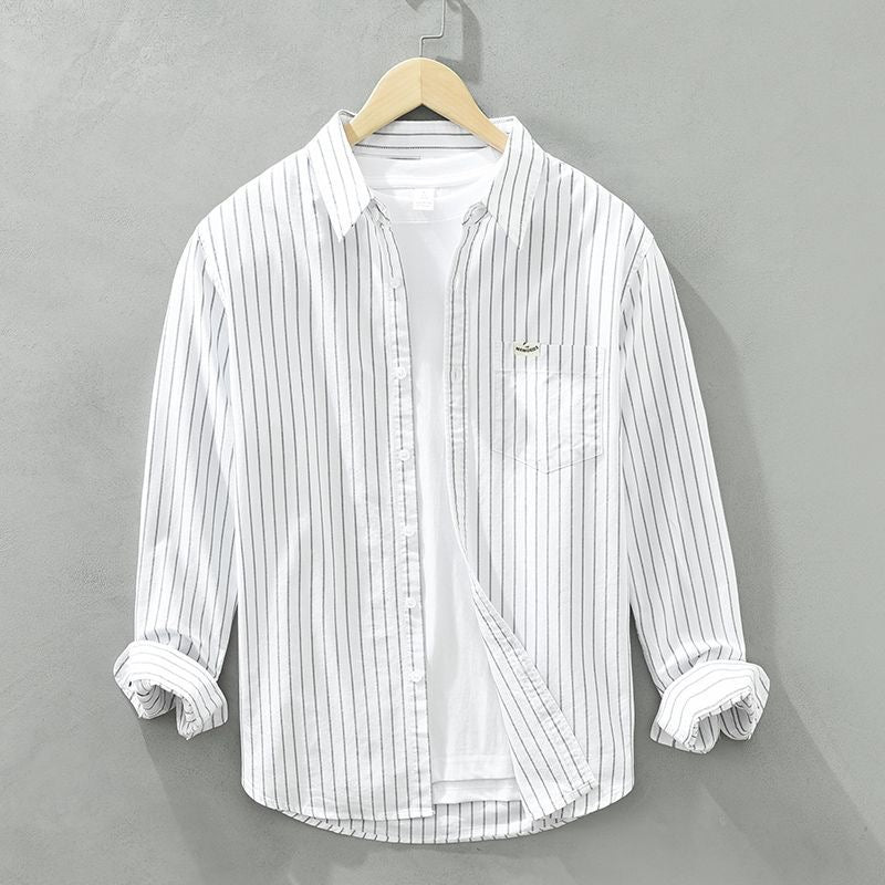 Mason | Striped Cotton Button-Up Shirt