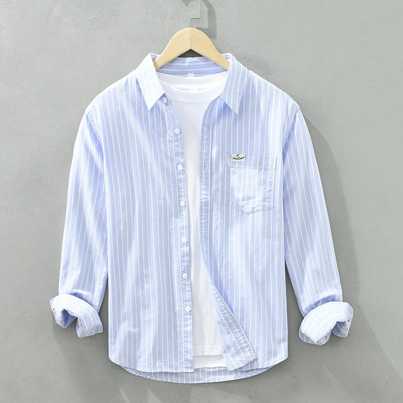 Mason | Striped Cotton Button-Up Shirt