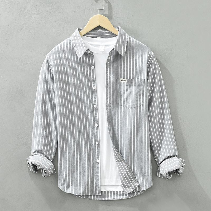 Mason | Striped Cotton Button-Up Shirt