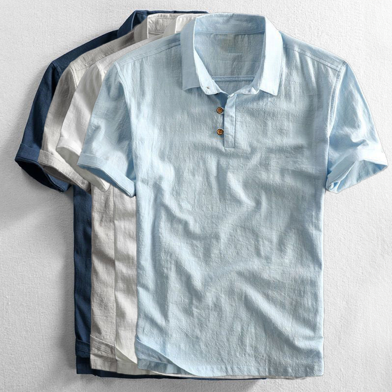 Graham | Washed Navy Linen Polo
