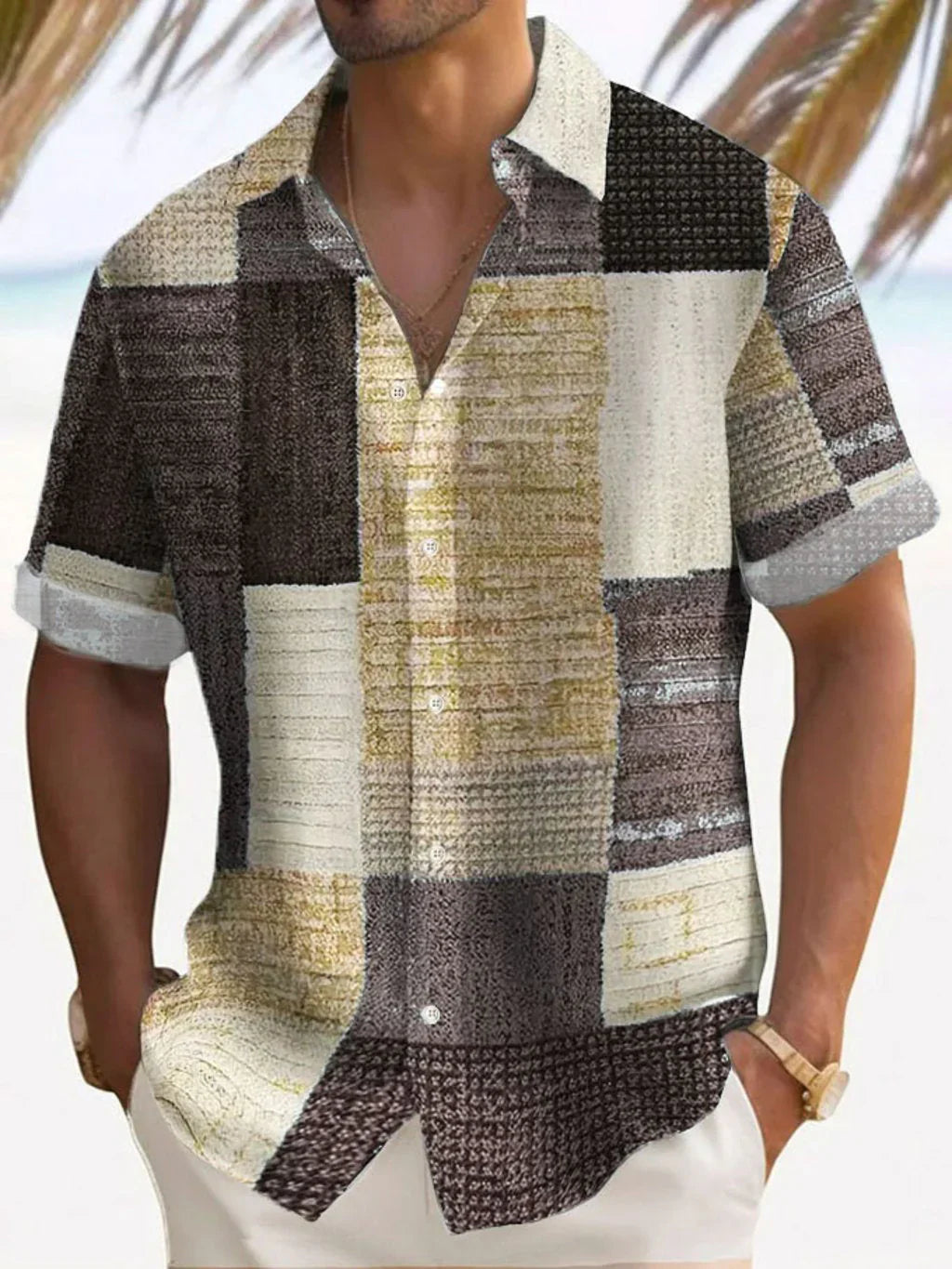 Steve | Coastal Patchwork Linen Shirt