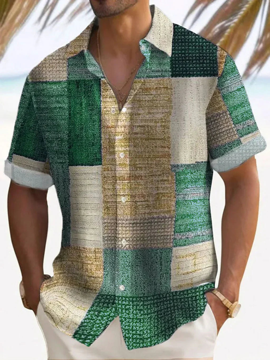 Steve | Coastal Patchwork Linen Shirt
