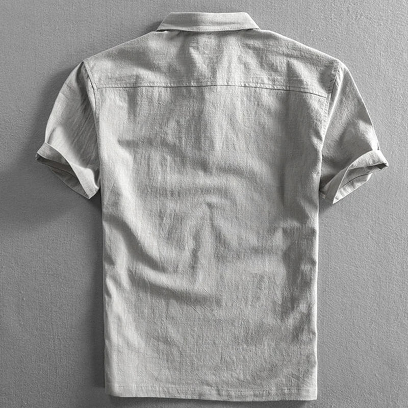 Graham | Washed Navy Linen Polo