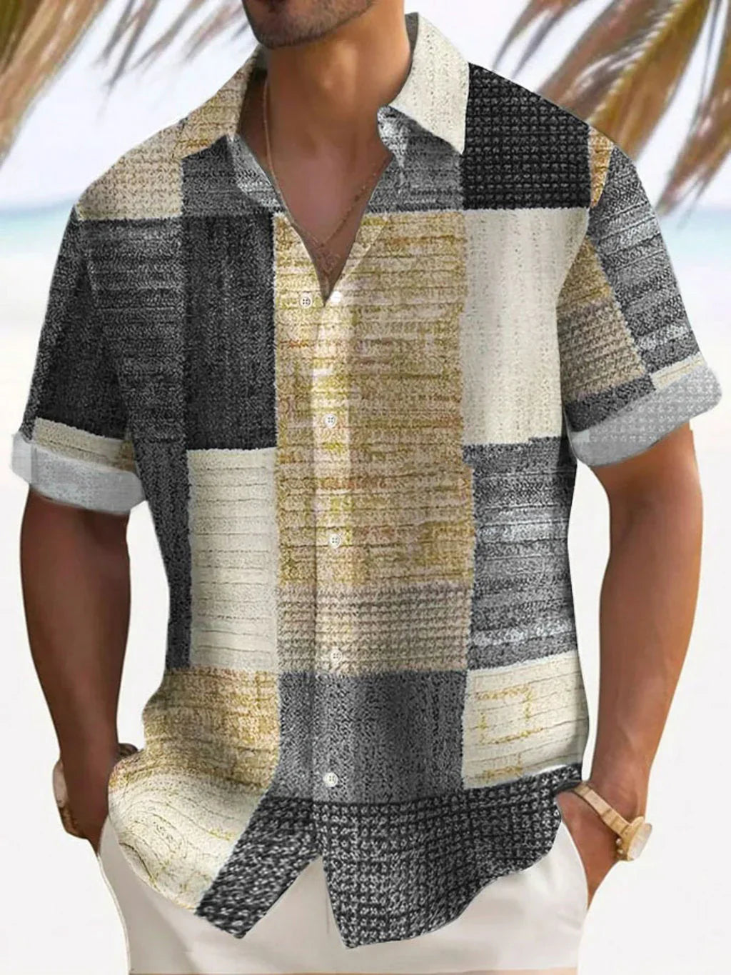 Steve | Coastal Patchwork Linen Shirt