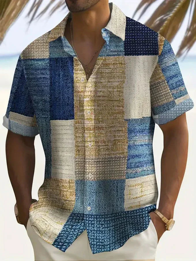 Steve | Coastal Patchwork Linen Shirt