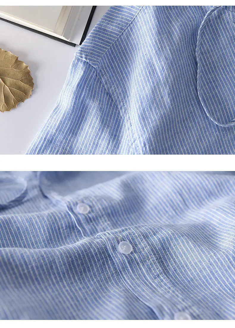 Striped Button-Up Hooded Shirt