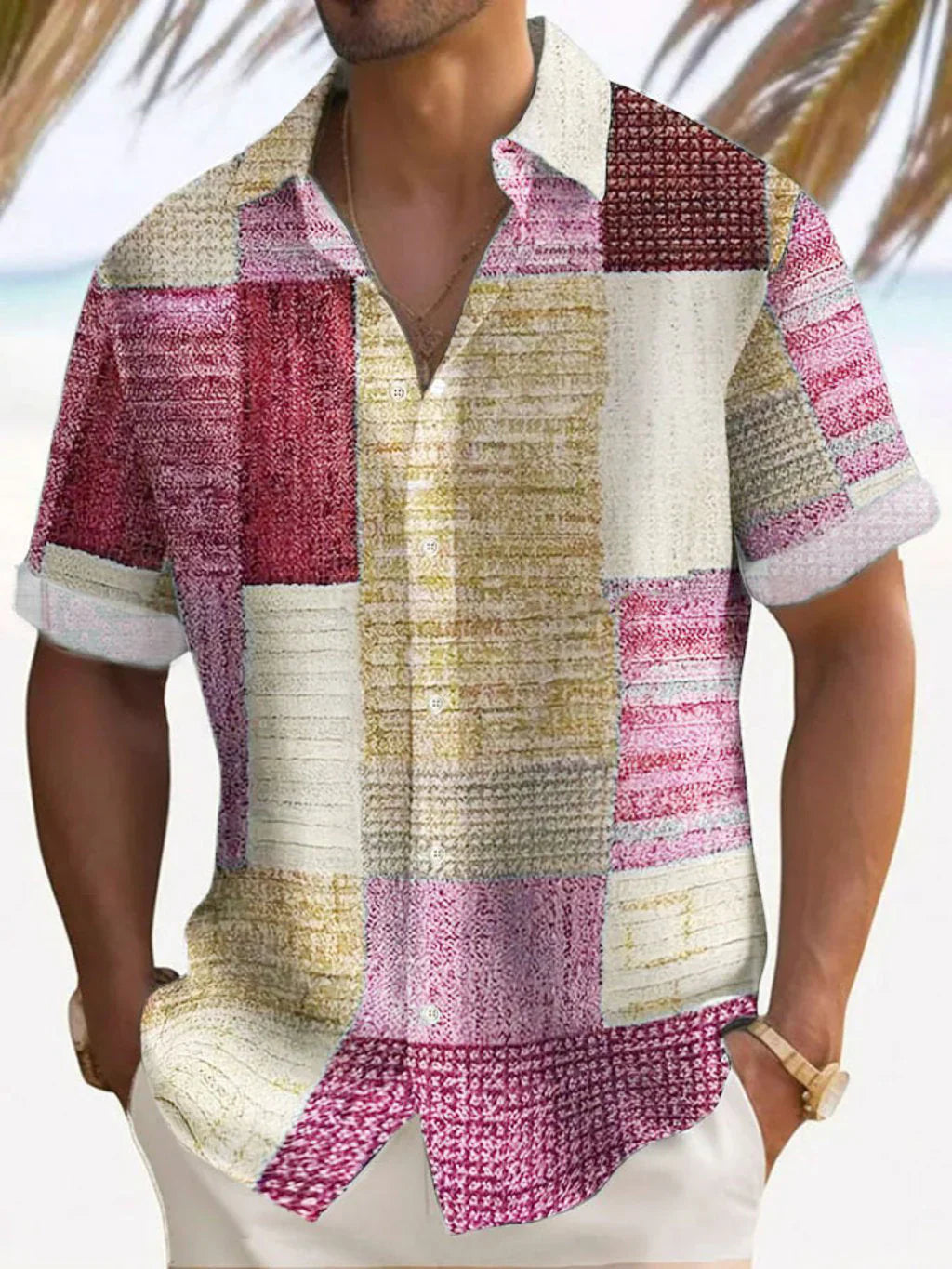 Steve | Coastal Patchwork Linen Shirt
