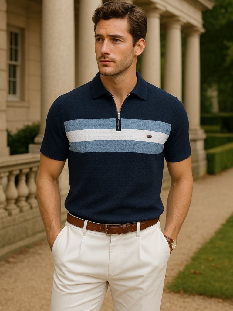 Martin | Textured Zip Polo