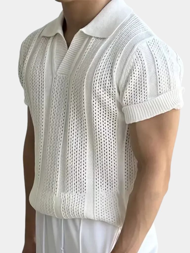 Norman | Breezy Knit Polo in Crisp White