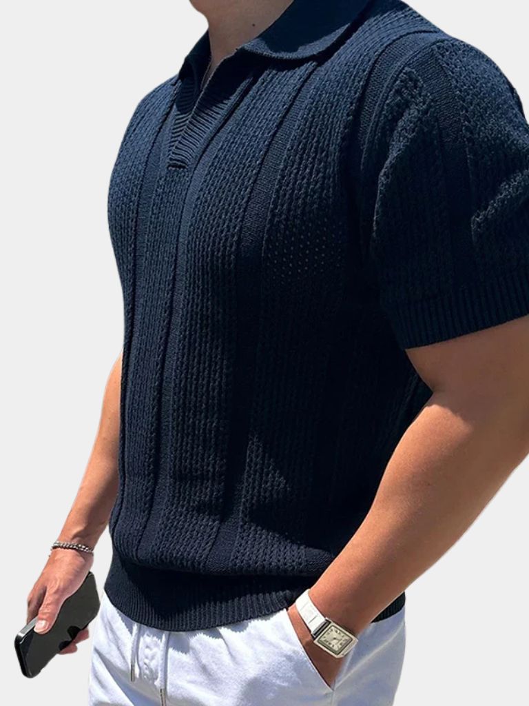 Norman | Breezy Knit Polo in Crisp White