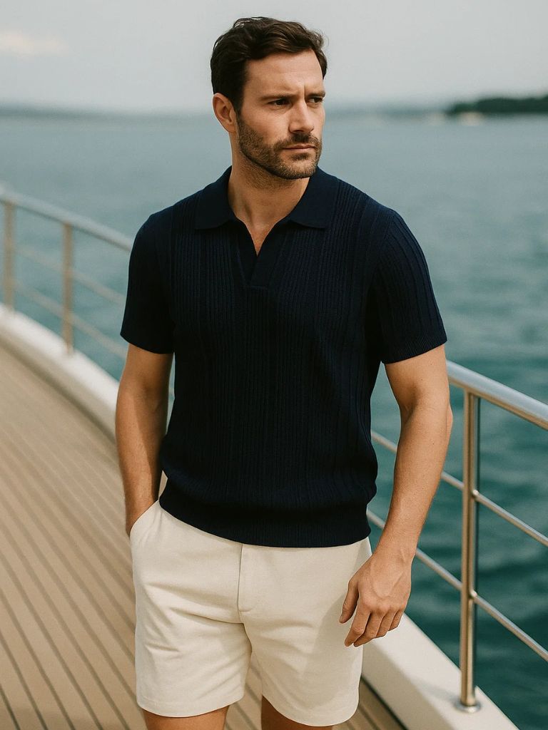 Norman | Breezy Knit Polo in Crisp White