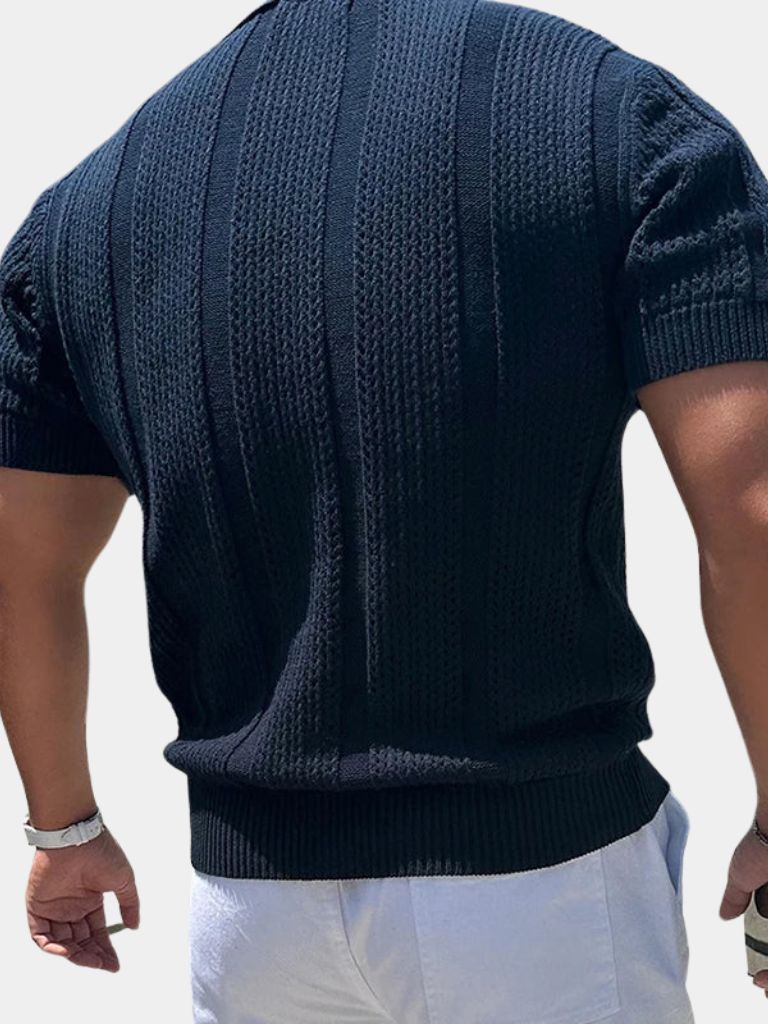 Norman | Breezy Knit Polo in Crisp White