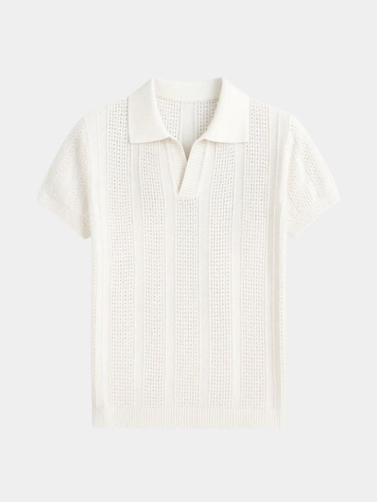 Norman | Breezy Knit Polo in Crisp White