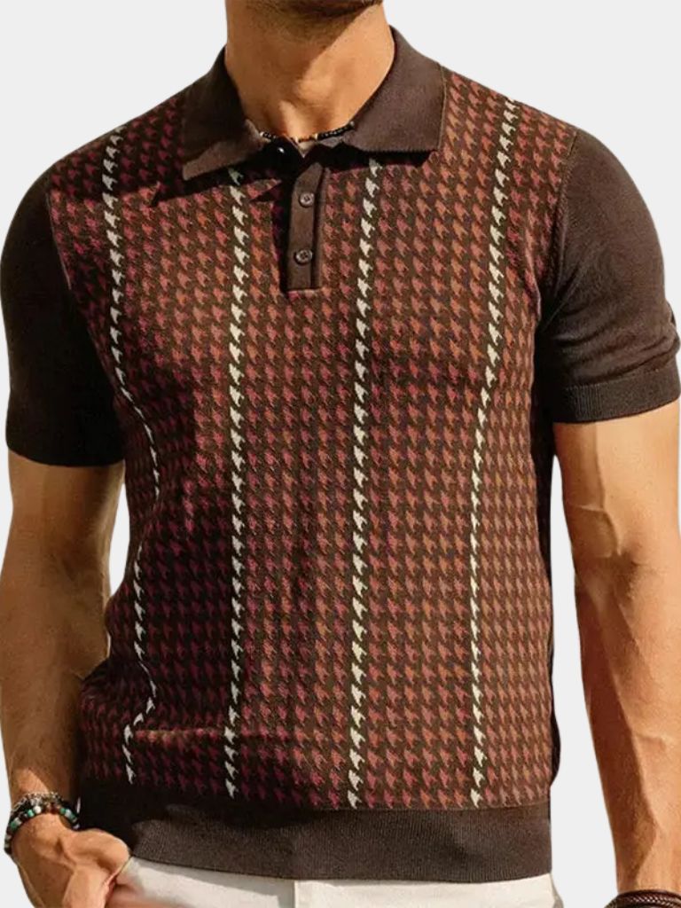 Leonard | Houndstooth Knit Polo