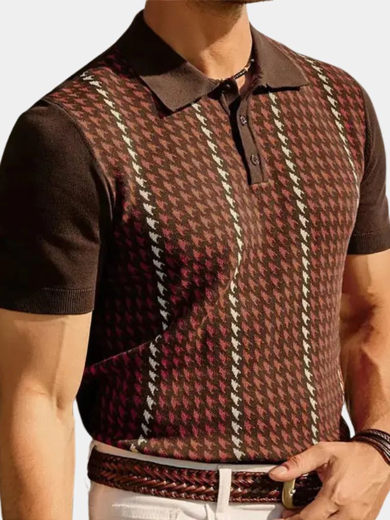 Leonard | Houndstooth Knit Polo