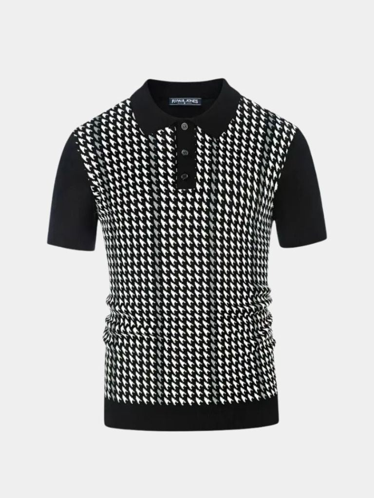 Leonard | Houndstooth Knit Polo