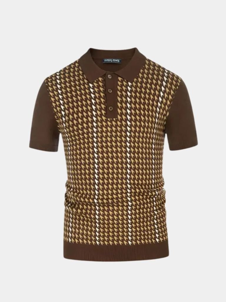 Leonard | Houndstooth Knit Polo