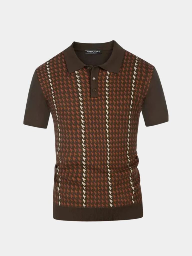 Leonard | Houndstooth Knit Polo