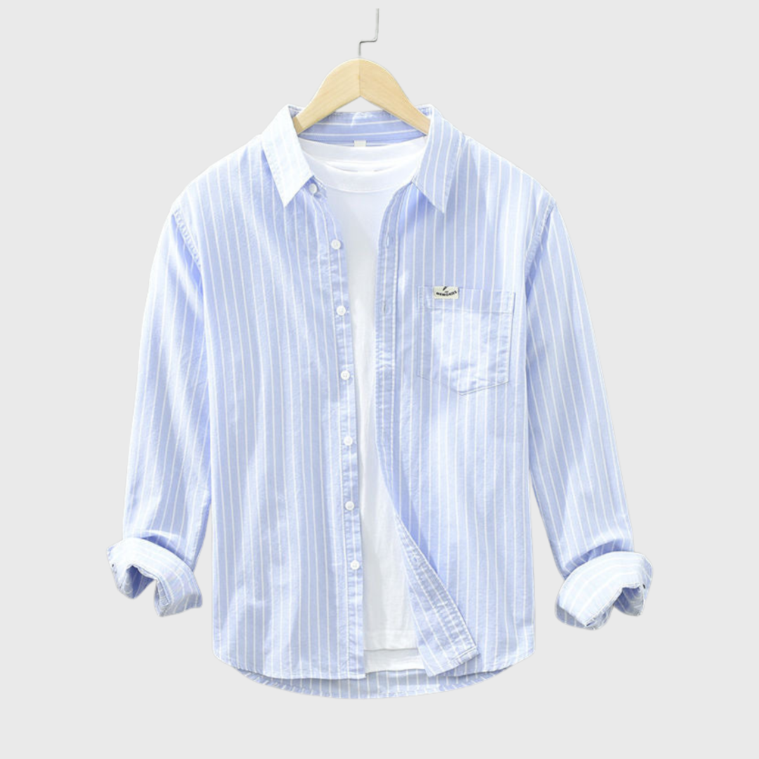 Mason | Striped Cotton Button-Up Shirt