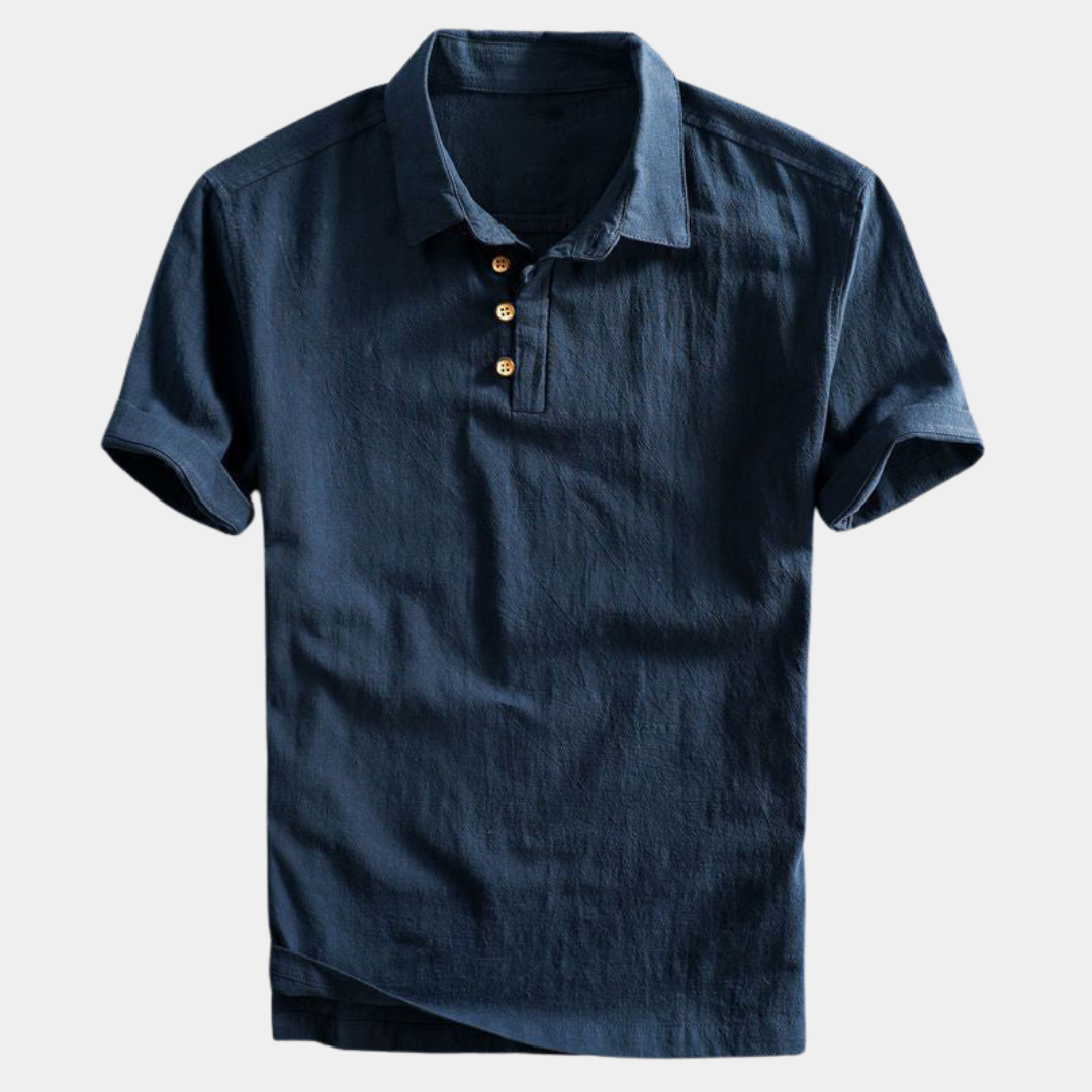 Graham | Washed Navy Linen Polo