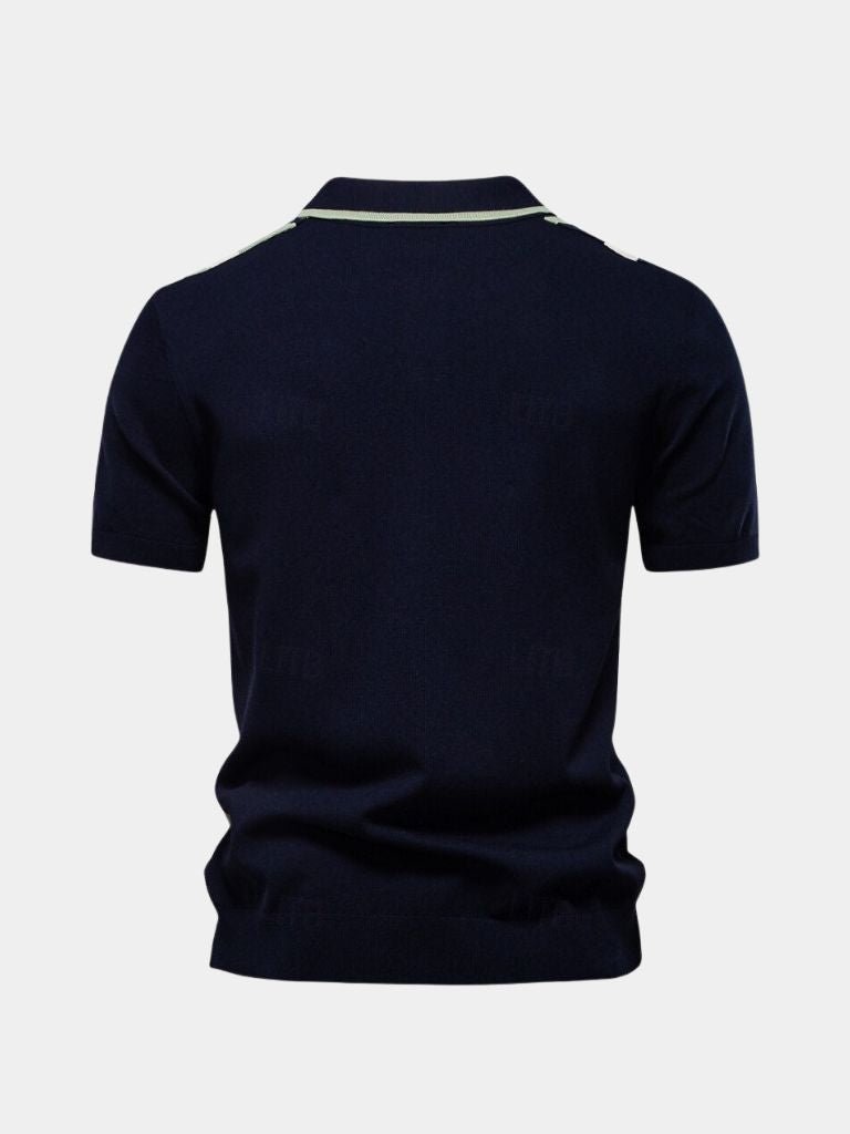 Douglas | Polo with Taupe & Ivory Vertical Stripes