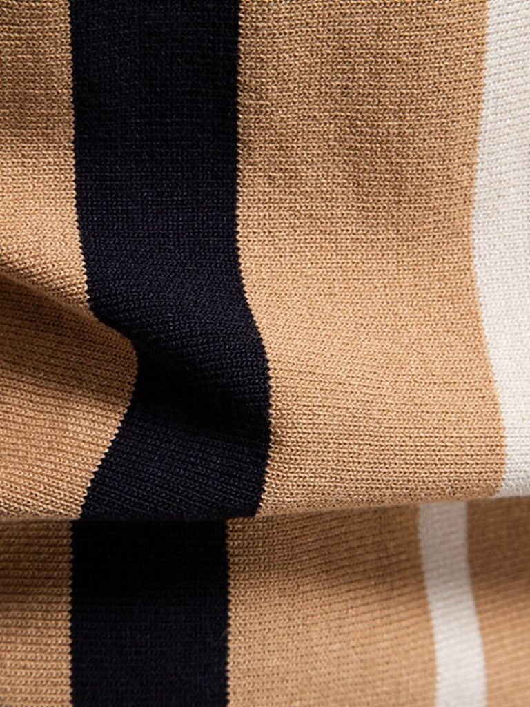Douglas | Polo with Taupe & Ivory Vertical Stripes