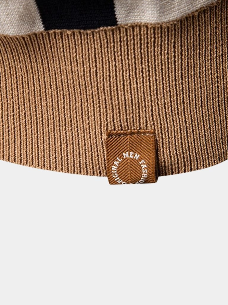 Douglas | Polo with Taupe & Ivory Vertical Stripes