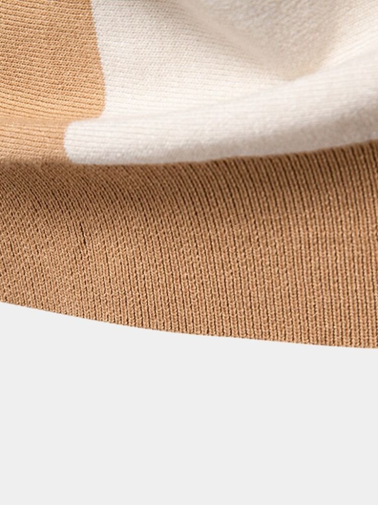Douglas | Polo with Taupe & Ivory Vertical Stripes
