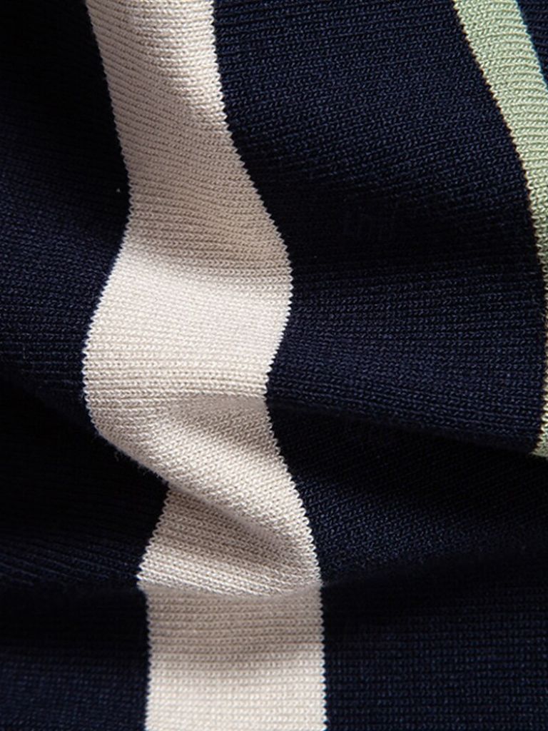 Douglas | Polo with Taupe & Ivory Vertical Stripes